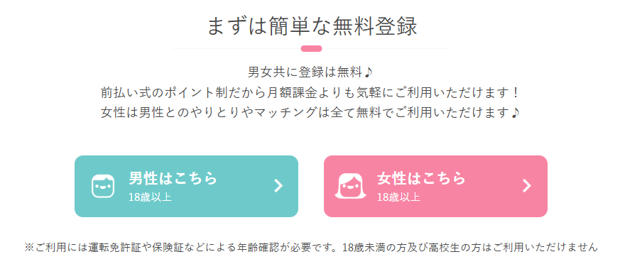 ワクワクメールの会員登録画面