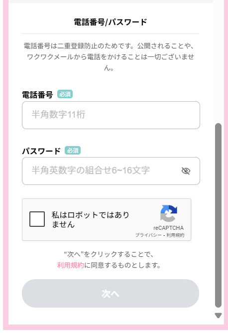 プロフィール入力画面2