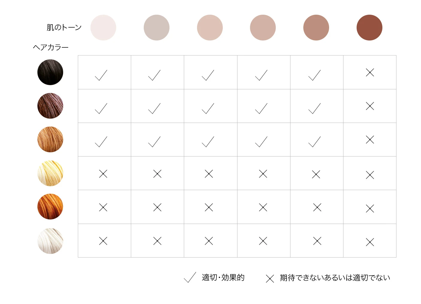 肌と髪のトーン比較図